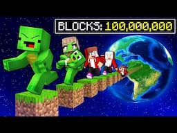 Mikey Family and JJ Family Walk 100,000,000 Blocks in Minecraft! (Maizen)