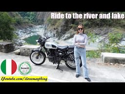Classic Italian Motorcycle Ride to the Lake. Benelli Imperiale 400 Ride with Mommy Rhea. Motorbike!