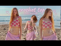 Crochet summer top 💖/ checkered top tutorial 🏝️