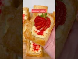 Pastel de hojaldre cheesecake y fresas 🍓 riquísimos 😋