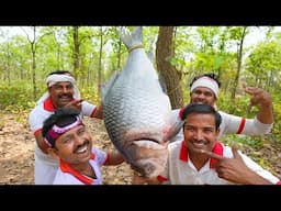 25 kg big size Katla fish cutting and cooking | Katal fish recipe and chicken curry