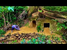 Build an underground shelter to survive in the wild forest