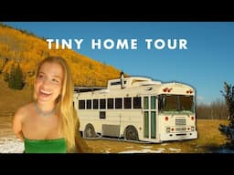 Our Unique DIY School Bus Tiny Home: 2 AC Units, Truck Bed Roof Raise, and More! (Tiny Home Tour)