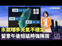 水氣增多天氣不穩定　留意午後短延時強降雨｜華視生活氣象｜華視新聞 20250616 @CtsTw
