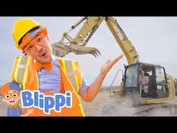 Blippi Operates Mighty Excavator🚜💪 | BLIPPI MUSIC VIDEO! | Sing Along With Me! | Kids Songs