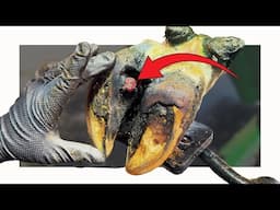 *HUGE* dangling ULCER on cow's foot ... treated