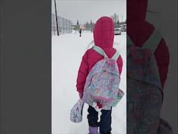 Taking a Walk Going to Elementary School in Canada During the Winter Season