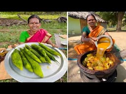 Whole Paavkai Gravy | tapioca Chips Cooking in Village | Full Oil Brinjal Gravy Recipe
