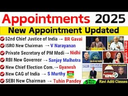 Appointment 2025 Current Affairs || Latest and New Appointment 2025 Updated || Who is Who 2025 ||