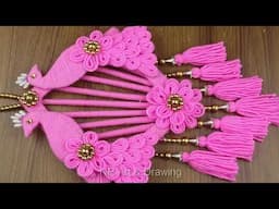 How To Make Beautiful Woolen Wall Hanging For Home Decorations - DIY Woolen Craft Ideas