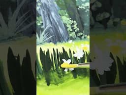 Gouache Landscape Painting.  Field of Daffodils. Opaque Watercolor. #gouachepaintingprocess #gouache
