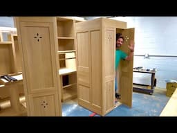 LARGE CABINET POCKET DOORS WITH DECORATIVE VENT CUTOUTS