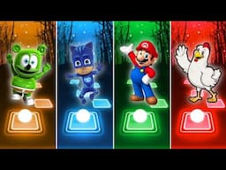 Gummy Bear 🆚 Catboy 🆚 Super Mario 🆚 Chicken Song Coffin Dance Cover Tiles Hop