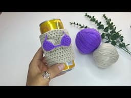 ✨Idea Sorprendente✨ Fundas para latas de crochet Booby 👙#crochet #handmade #tipsparaemprender