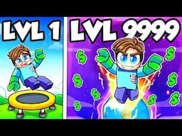 Upgrading NOOB to GOD in ROBLOX TRAMPOLINE JUMP SIMULATOR!