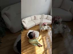 Living room update 🤍 white couch era ￼#livingroom #apartment #sofa