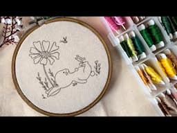 Cute Bunny And Flowers Embroidery Tutorial | Let’s Explore