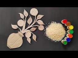 Unique Wall Hanging Craft Idea Using  Rice | Best Out of Waste cardboard | Home Decoration Ideas