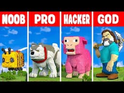 A Minecraft Movie | Statue Build Challenge - NOOB vs PRO vs HACKER vs GOD
