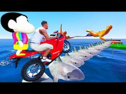FRANKLIN TRIED SHARK BRIDGE PARKOUR RAMP CHALLENGE IN GTA 5 | SHINCHAN and CHOP