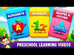 🎶 Sing & Learn: ABCs, 123s, and Shapes for Toddlers | Preschool Learning Videos 🌈📚  | A For Apple 🍎