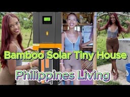 🇵🇭 P2 Filipina Solar Install Bamboo Tiny House WELL WATER BONUS! OFF GRID ISLAND FAMILY PHILIPPINES