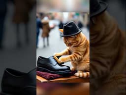 Kucing orange jadi tukang semir sepatu #ai #shortsviral #funnycats #trendingshorts #catlovers