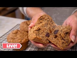Making Banana Date Nut Muffins LIVE!