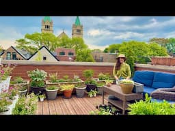 Rooftop Container Garden Tour! 🌸🪴Growing Flowers & Veggies On My Deck!