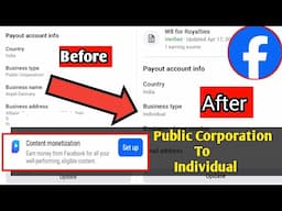 Business type Public Corporation to Individual || How to Set Up Content Monetization ||