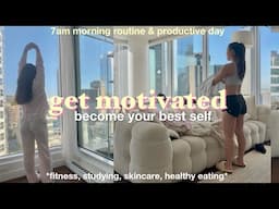 7AM PRODUCTIVE DAY 🐰 realistic morning routine, working out, studying, cooking, aesthetic vlog