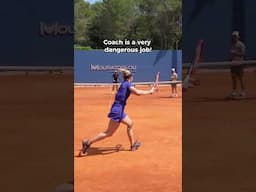 Coaching Is a Dangerous Job 😅 #tennis #tennistraining #wta