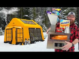 Winter Camping with Pellet Stove in Inflatable Tent | UK Snack Attack