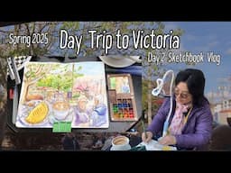 Cafe Sketch with Pen and Watercolors🎨 Victoria BC Canada in Spring