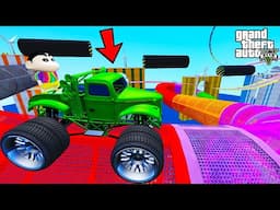 FRANKLIN TRIED MONSTER PARKOUR RAMP CHALLENGE IN GTA 5 | SHINCHAN and CHOP