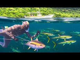 Tropical Island Spearfishing! EATING THE HEART Of These MASSIVE FISH!