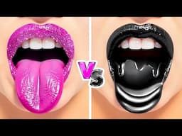 🎀🖤 Pink Food vs Black Food! Wednesday & Enid’s Color Challenge 🍰🦴
