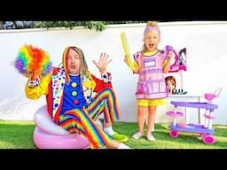 Little girl and Dad play beauty salon