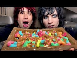 Making a GIANT Sour Gummy Chocolate Bar! w/ Johnnie