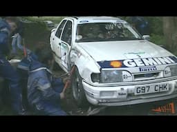 Repairing Colin McRae's Crashed Ford Sierra on the 1990 Circuit of Ireland Rally