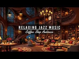 📚Cozy Library Cafe Ambience with Relaxing Jazz Instrumental Music & Rain Sounds for Study, Reading