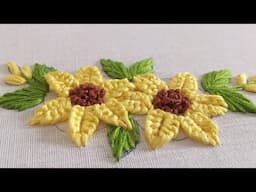 Super easy sunflower embroidery design for beginners