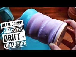 Glaze review - AMACO teal drift+ lunar pink glaze combos