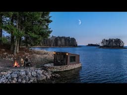 Cold Night in a BOAT CAMPER on Remote Island w/ my Dog!