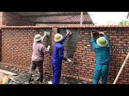 Construction And Completion Of Garden Fence With Bricks And Cement