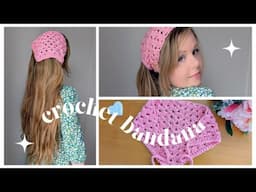 Crochet Feminine Bandana Cottagecore Inspired | Crochet Easy DIY Bandanna For Beginners (Pattern)