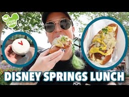 Plant-based Bratwurst Sausage and Vegan Red Velvet Cupcake at Disney Springs