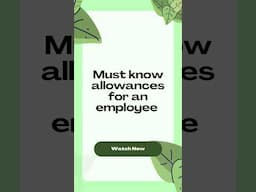 Must know allowances for an employee #allowances #job #labourlaw