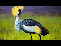 Painting a Grey Crowned Crane with Opaque Watercolor Medium
