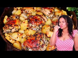 Easy Garlic Butter Roasted Chicken and Potatoes - One Pan Chicken Meal